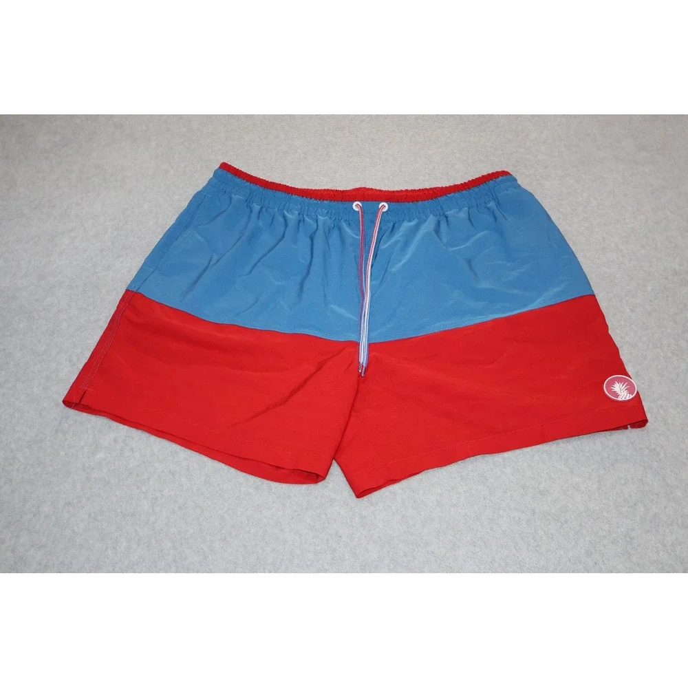 Chubbies Swim Trunks Mens XL Blue Red Colorblock Pineapple Logo Shorts **